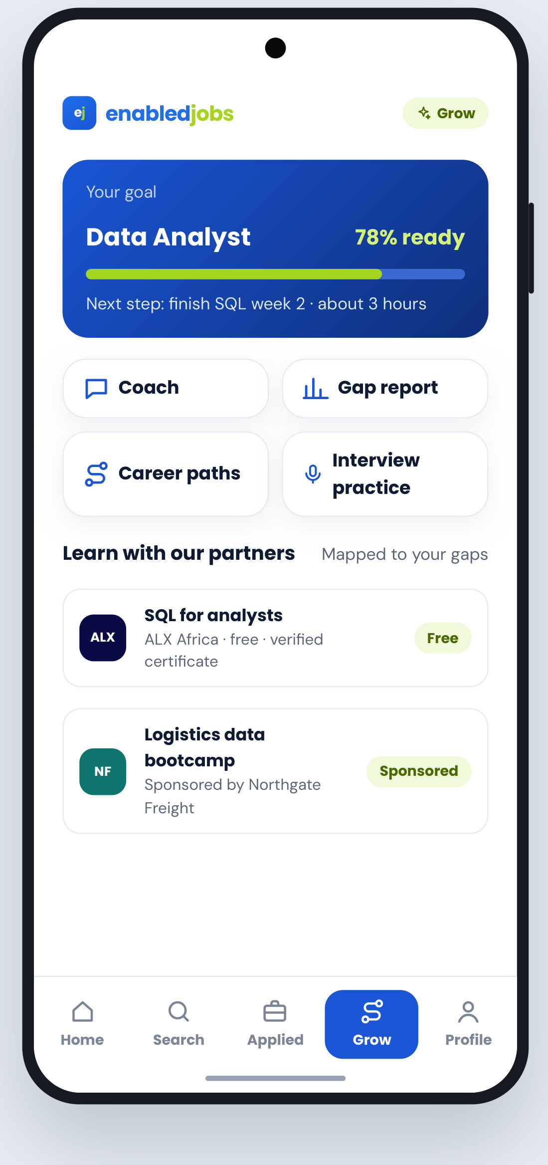 EnabledJobs screen