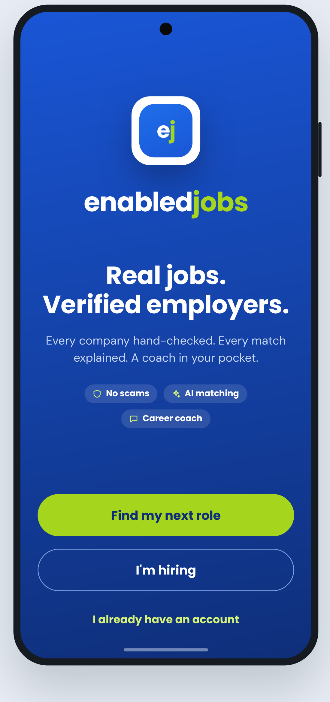 EnabledJobs screen